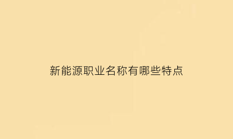 新能源职业名称有哪些特点