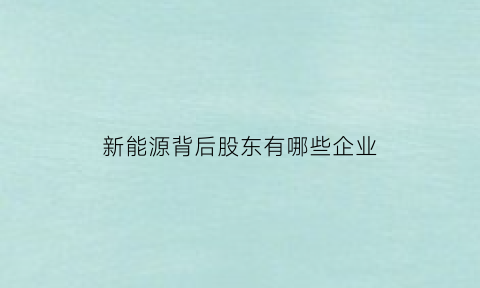 新能源背后股东有哪些企业