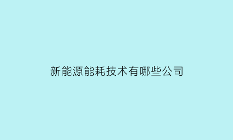 新能源能耗技术有哪些公司