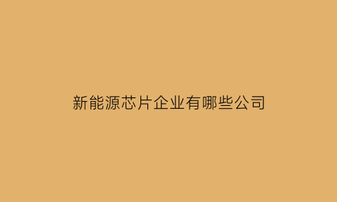 新能源芯片企业有哪些公司