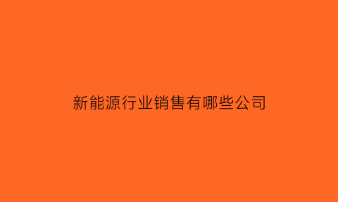 新能源行业销售有哪些公司