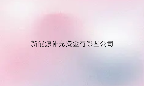 新能源补充资金有哪些公司(新能源公司国家补贴2020年)