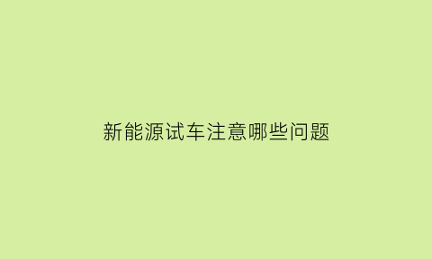 新能源试车注意哪些问题(新能源试驾活动)