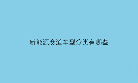 新能源赛道车型分类有哪些