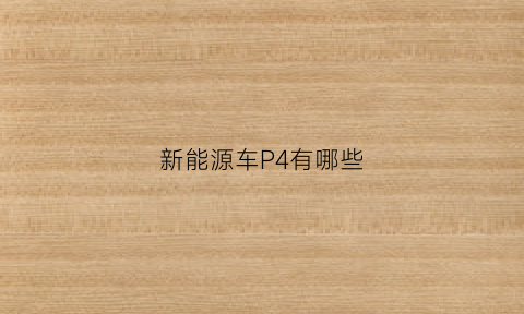 新能源车P4有哪些(新能源汽车p5)