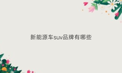 新能源车suv品牌有哪些(新能源车suv什么牌子的质量比较好)