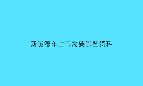 新能源车上市需要哪些资料