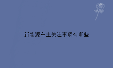 新能源车主关注事项有哪些