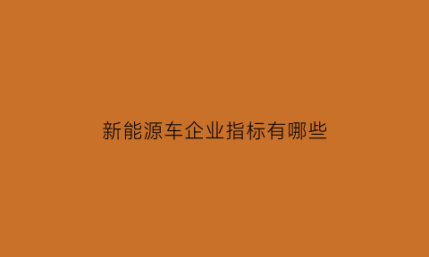 新能源车企业指标有哪些