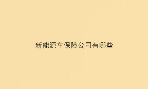 新能源车保险公司有哪些