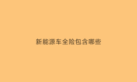 新能源车全险包含哪些