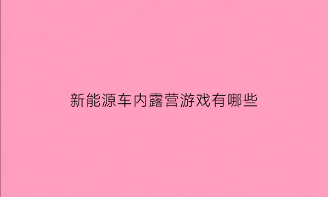 新能源车内露营游戏有哪些