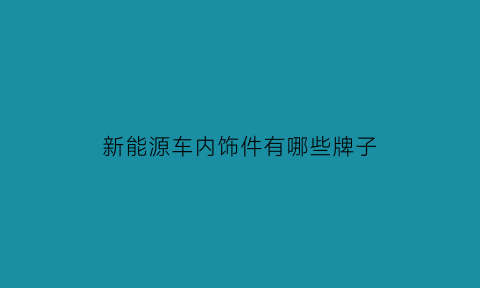 新能源车内饰件有哪些牌子