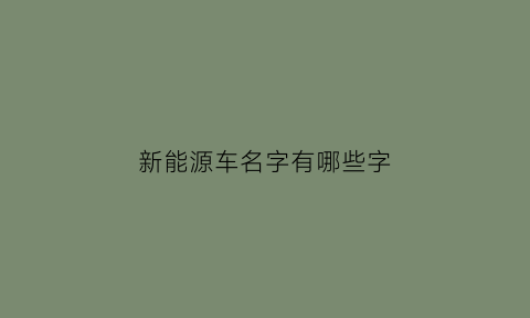 新能源车名字有哪些字