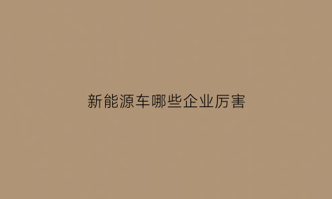 新能源车哪些企业厉害