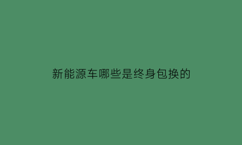 新能源车哪些是终身包换的