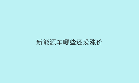 新能源车哪些还没涨价