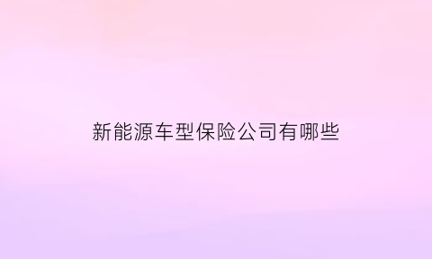 新能源车型保险公司有哪些