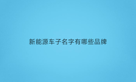 新能源车子名字有哪些品牌(新能源汽车品牌名称)