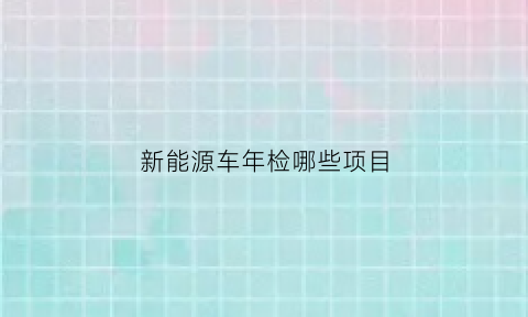 新能源车年检哪些项目(新能源车年检要检查哪些东西)