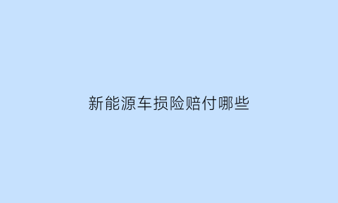 新能源车损险赔付哪些(新能源车损险怎么计算价格)