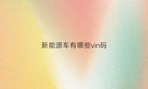 新能源车有哪些vin码