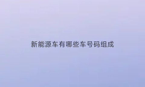 新能源车有哪些车号码组成