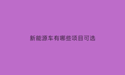 新能源车有哪些项目可选(新能源车有哪些项目可选择)