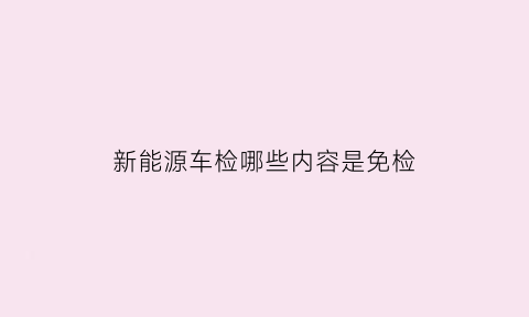 新能源车检哪些内容是免检