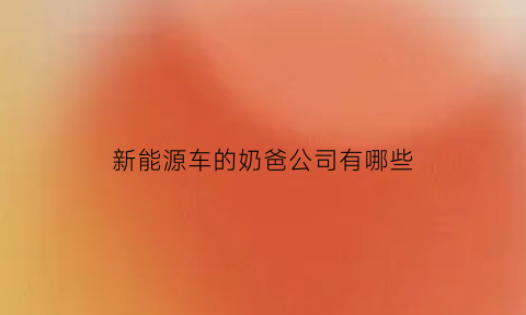 新能源车的奶爸公司有哪些