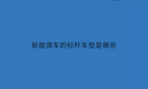 新能源车的标杆车型是哪些