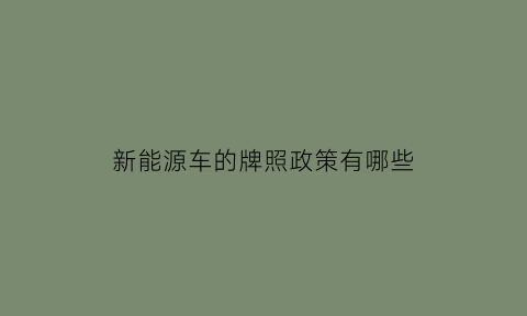 新能源车的牌照政策有哪些(新能源汽车牌照新政)