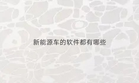 新能源车的软件都有哪些(新能源车的软件都有哪些呢)