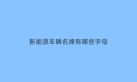 新能源车辆名牌有哪些字母