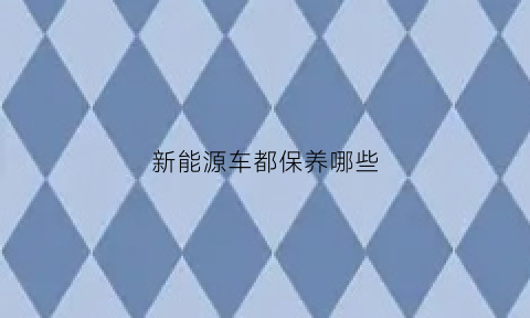 新能源车都保养哪些