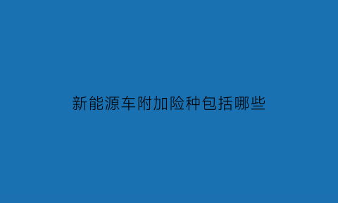 新能源车附加险种包括哪些