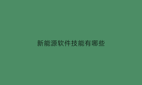 新能源软件技能有哪些