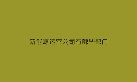 新能源运营公司有哪些部门