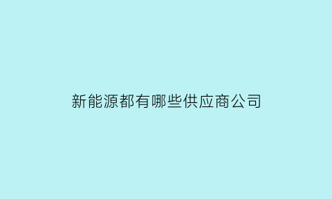 新能源都有哪些供应商公司(新能源零件供应商方面哪家看的最多)