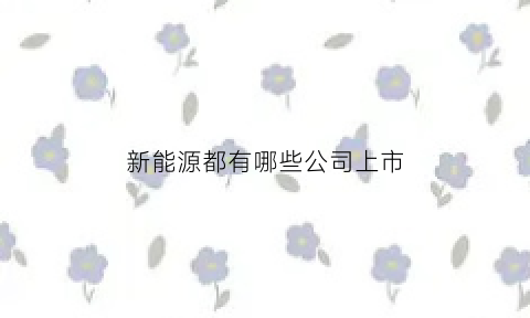 新能源都有哪些公司上市