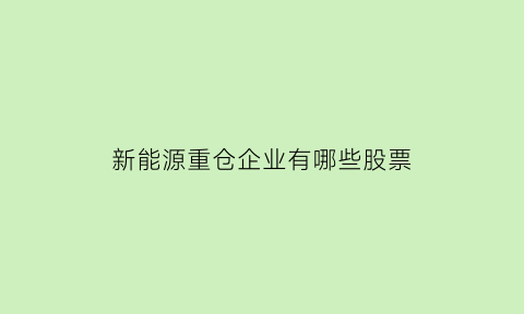 新能源重仓企业有哪些股票