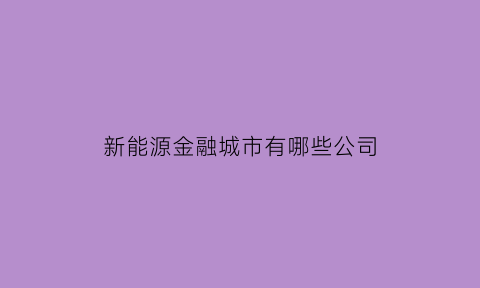 新能源金融城市有哪些公司