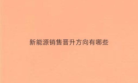 新能源销售晋升方向有哪些