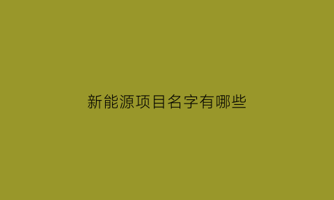 新能源项目名字有哪些