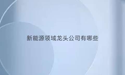 新能源领域龙头公司有哪些