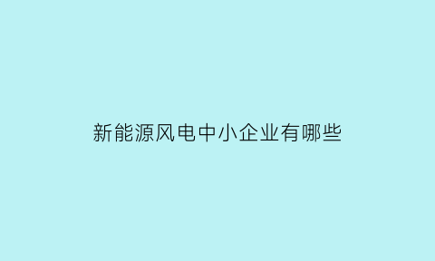 新能源风电中小企业有哪些