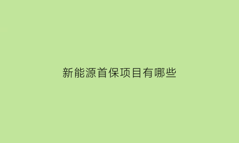 新能源首保项目有哪些