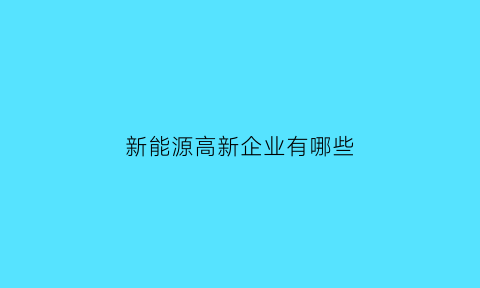 新能源高新企业有哪些