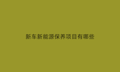 新车新能源保养项目有哪些(新车新能源保养项目有哪些呢)