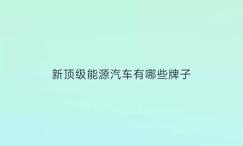 新顶级能源汽车有哪些牌子